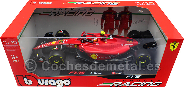 2022 Scuderia Ferrari F1 F1-75 Nº55 Carlos Sainz Rojo Scuderia 1:18 Bburago 16811S