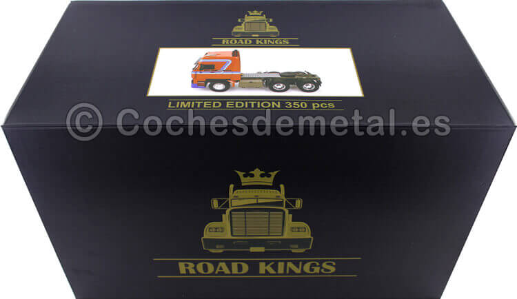 1982 Camion DAF 3600 SpaceCab Naranja/Azul 1:18 Road Kings 180094