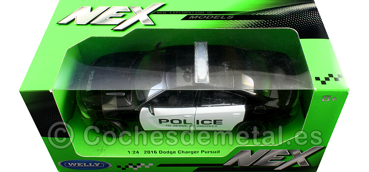 2016 Dodge Charger R/T Pursuit Police Negro/Blanco 1:24 Welly 24079